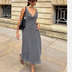 NWT - Zara POLKA DOT MIDI DRESS ZW COLLECTION - size M